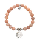 Peach Moonstone Gemstone Bracelet with 11:11 Sterling Silver Charm