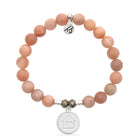 Peach Moonstone Gemstone Bracelet with Home is Where the Heart Is Sterling Silver Charm