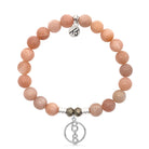 Peach Moonstone Stone Bracelet with Connection Sterling Silver Charm