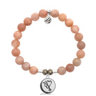 Peach Moonstone Stone Bracelet with Nurse Sterling Silver Charm