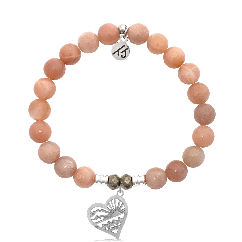 Peach Moonstone Stone Bracelet with Seas the Day Sterling Silver Charm