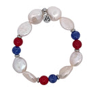 Pearl Coin with Red Jade & Blue Agate Gemstone Bracelet