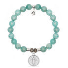 Peruvian Amazonite Gemstone Bracelet with Be the Light Sterling Silver Charm