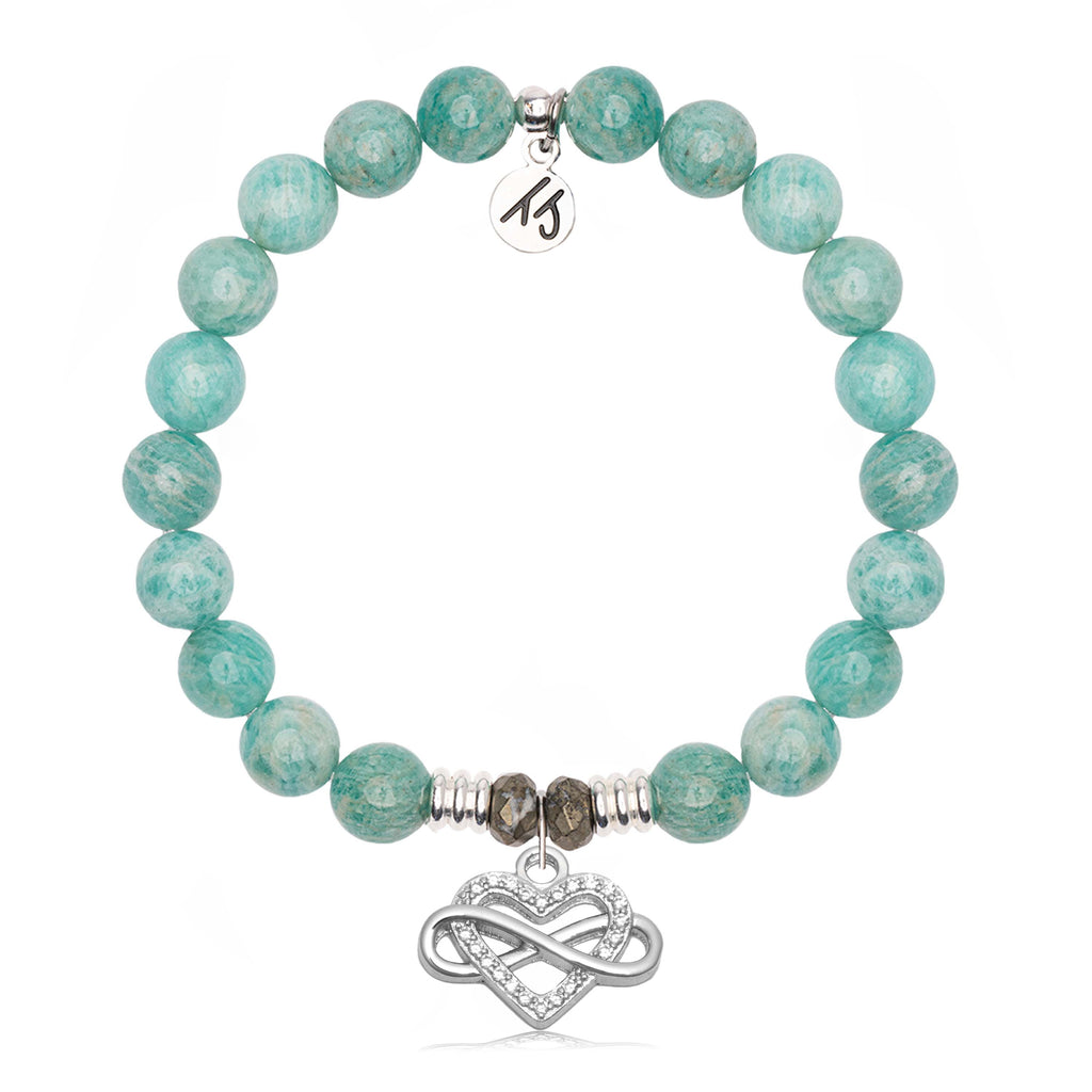 Peruvian Amazonite Gemstone Bracelet with Endless Love Sterling Silver Charm
