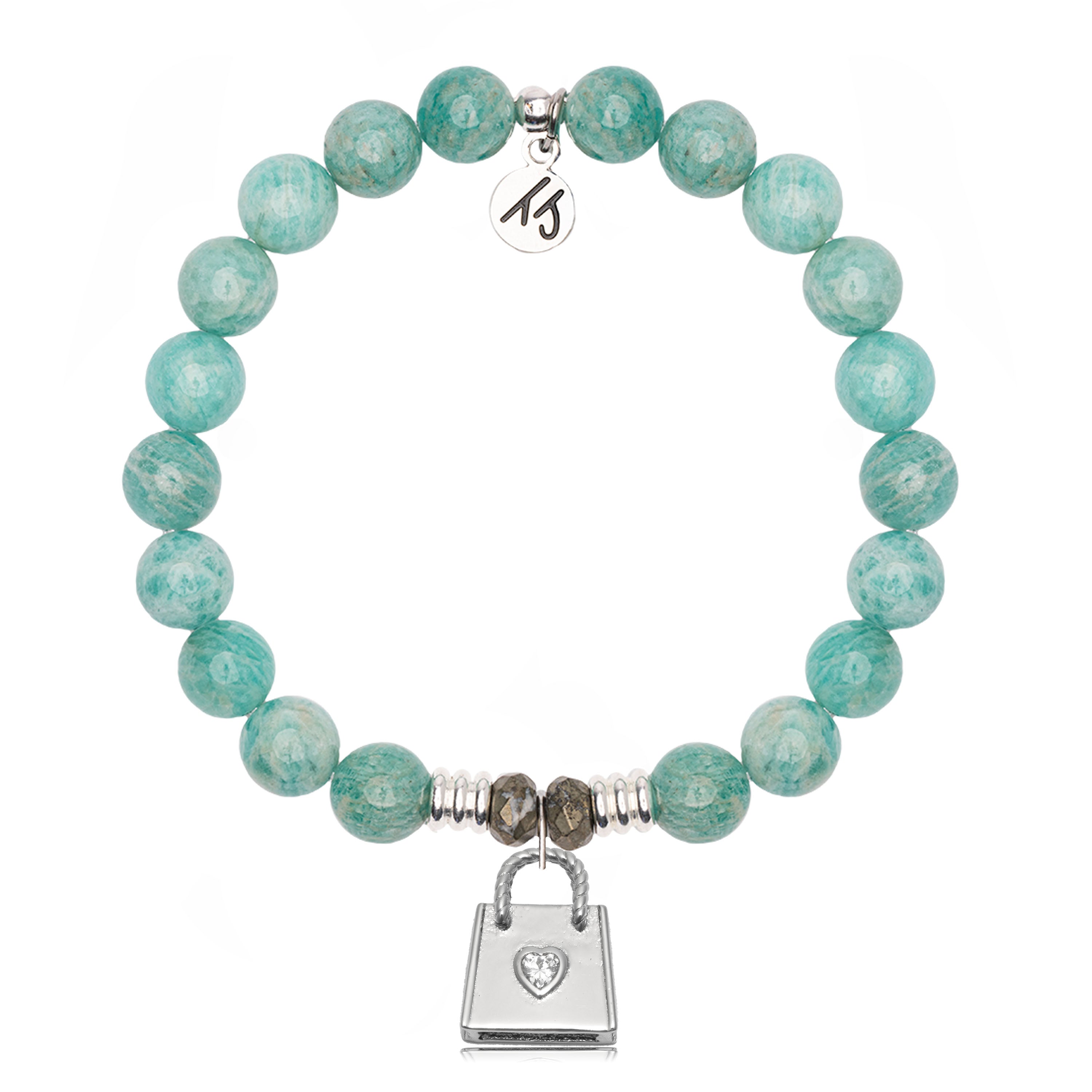 Peruvian Amazonite Gemstone Bracelet with Fashionista Sterling Silver Charm