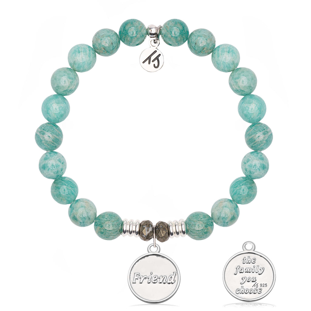 Peruvian Amazonite Gemstone Bracelet with Friend the Family Sterling Silver Charm