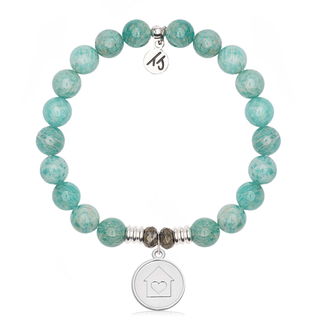 Peruvian Amazonite Gemstone Bracelet with Home is Where the Heart Is Sterling Silver Charm