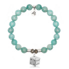Peruvian Amazonite Gemstone Bracelet with Lucky Dice Sterling Silver Charm