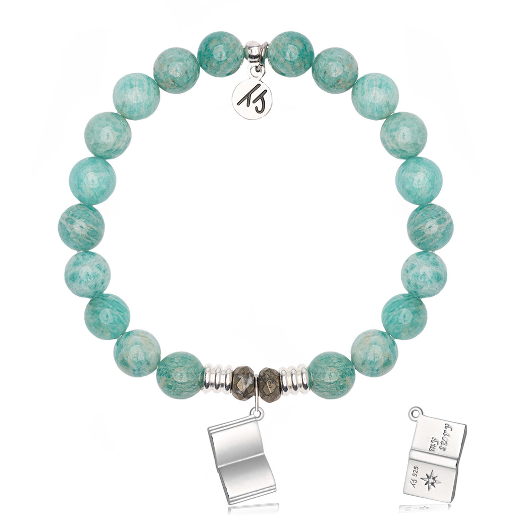Peruvian Amazonite Gemstone Bracelet with Your Story Sterling Silver Charm