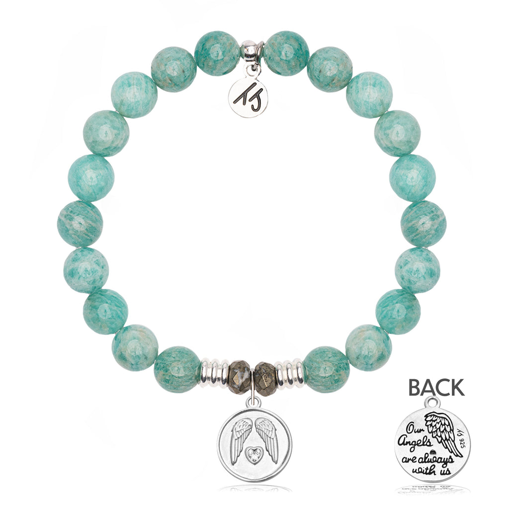 Peruvian Amazonite Stone Bracelet with Guardian Sterling Silver Charm