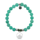 Peruvian Amazonite Stone Bracelet with Hammered Waves Sterling Silver Charm
