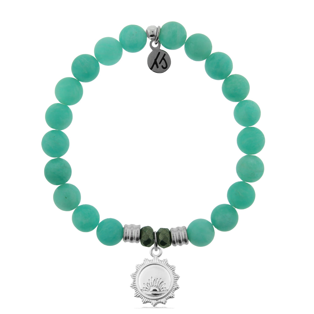 Peruvian Amazonite Stone Bracelet with Sunsets Sterling Silver Charm
