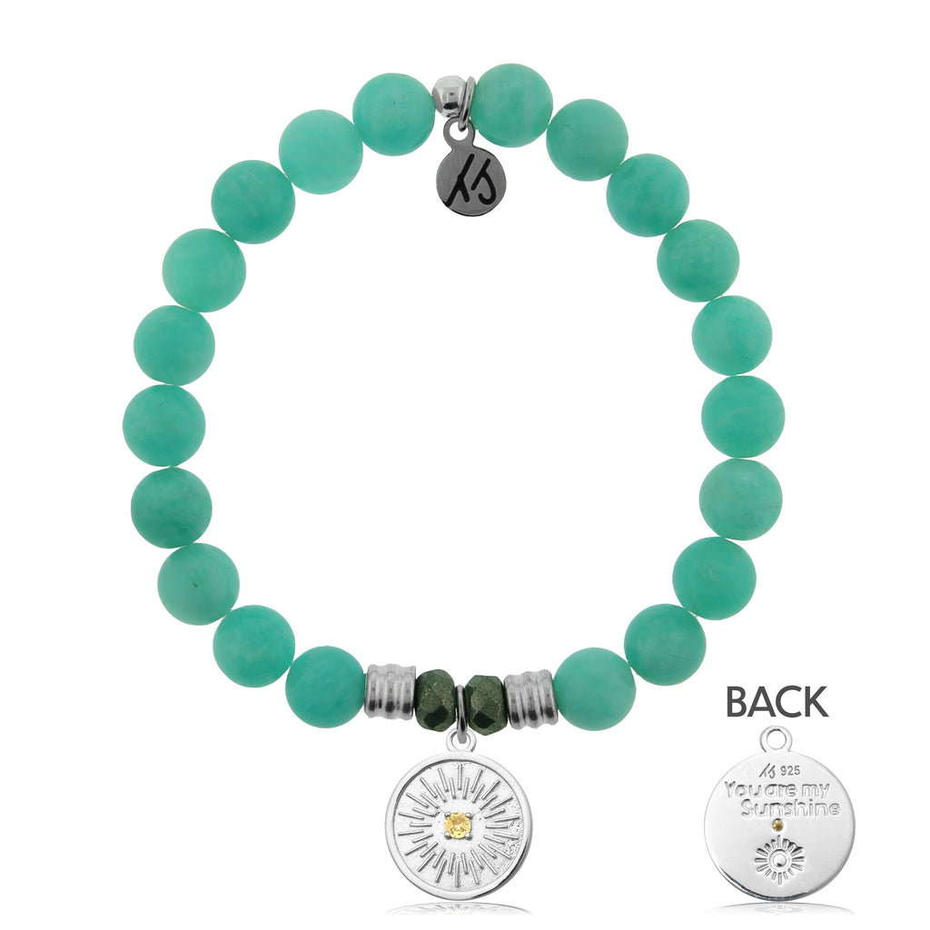 Peruvian Amazonite Stone Bracelet with You are my Sunshine Sterling Silver Charm