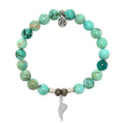 Peruvian Turquoise Gemstone Bracelet with Angel Blessings Sterling Silver Charm