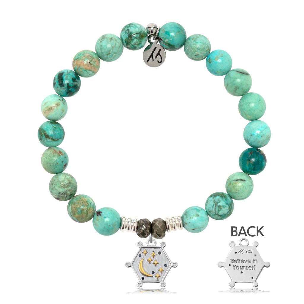 Peruvian Turquoise Gemstone Bracelet with Believe in Yourself Sterling Silver Charm