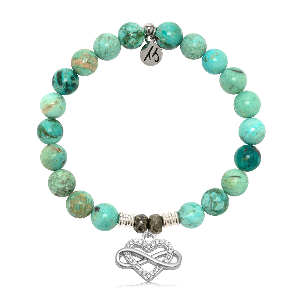 Peruvian Turquoise Gemstone Bracelet with Endless Love Sterling Silver Charm
