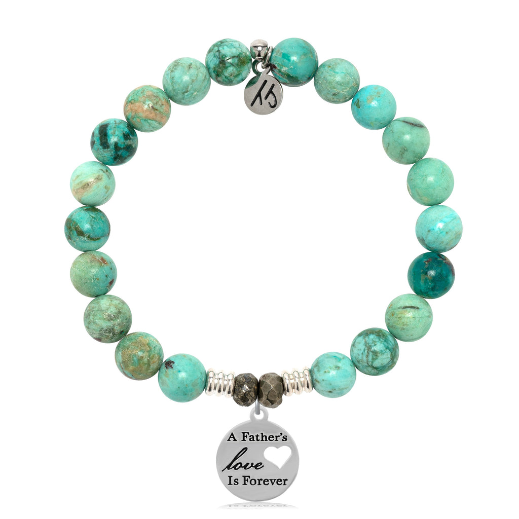 Peruvian Turquoise Gemstone Bracelet with Father's Love Sterling Silver Charm