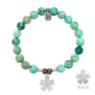 Peruvian Turquoise Gemstone Bracelet with Forget Me Not Sterling Silver Charm