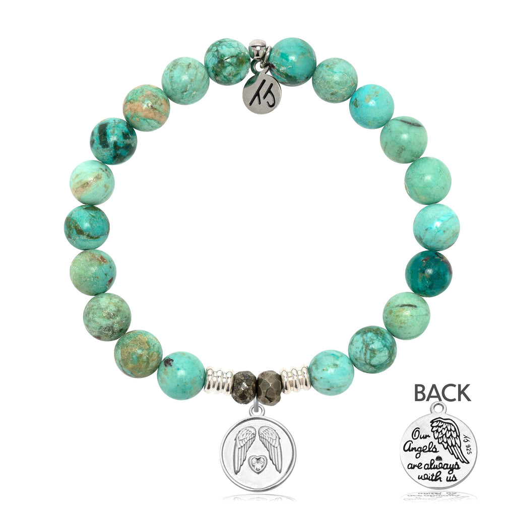 Peruvian Turquoise Gemstone Bracelet with Guardian Sterling Silver Charm