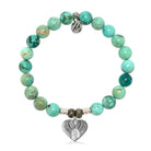 Peruvian Turquoise Gemstone Bracelet with Heart of Angels Sterling Silver Charm