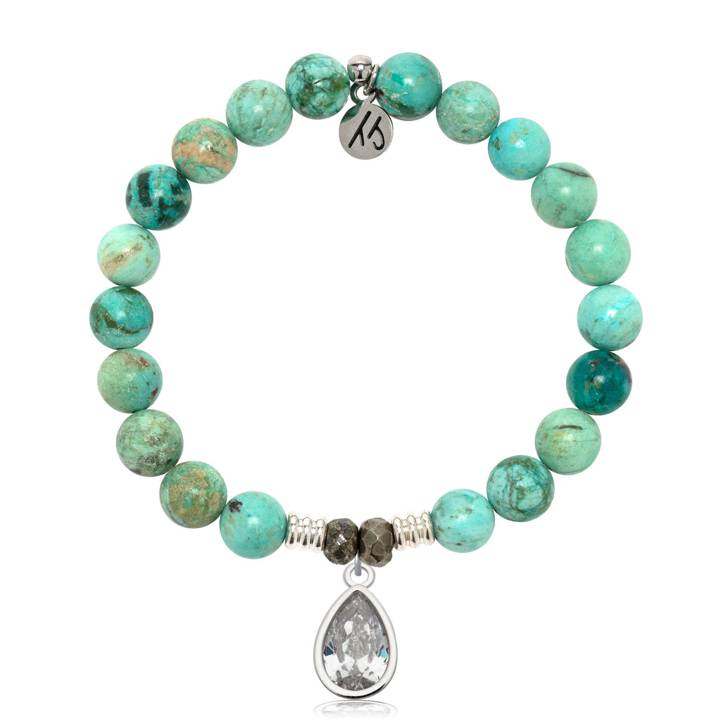 Peruvian Turquoise Gemstone Bracelet with Inner Beauty Sterling Silver Charm