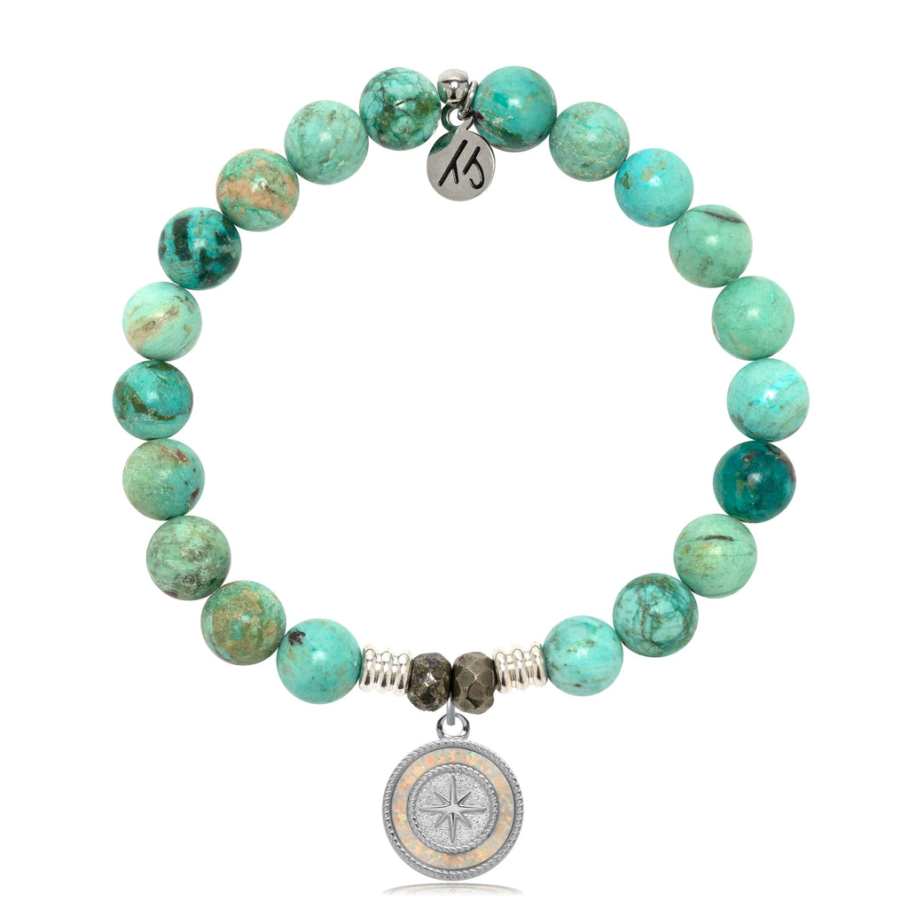 Peruvian Turquoise Gemstone Bracelet with North Star Sterling Silver Charm