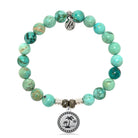 Peruvian Turquoise Gemstone Bracelet with Palm Tree Sterling Silver Charm