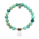 Peruvian Turquoise Gemstone Bracelet with Unbreakable Friendship Sterling Silver Charm