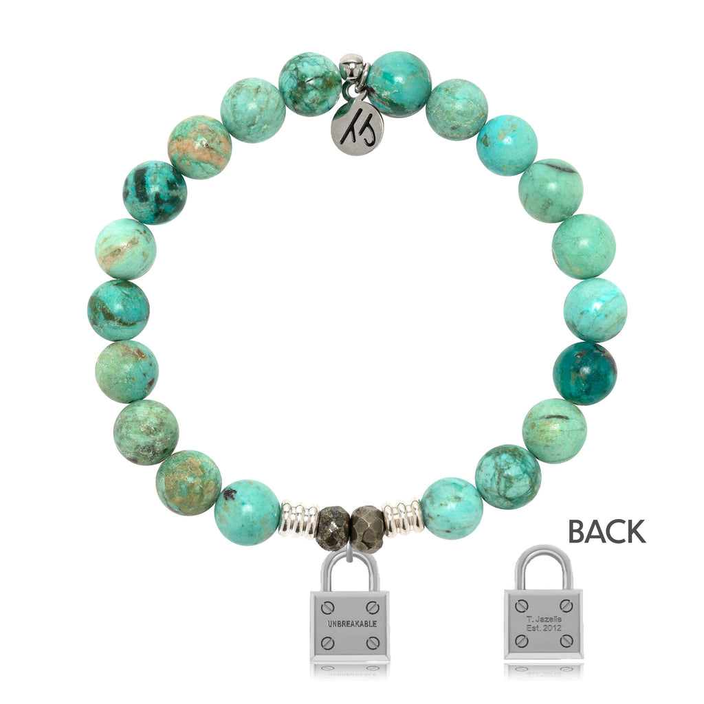 Peruvian Turquoise Gemstone Bracelet with Unbreakable Sterling Silver Charm