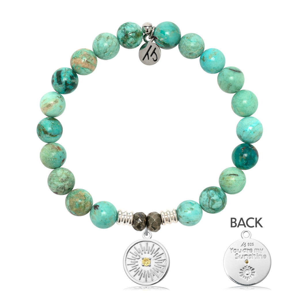 Peruvian Turquoise Gemstone Bracelet with You are My Sunshine Sterling Silver Charm