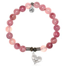 Pink Chalcedony Gemstone Bracelet with Angel Love Sterling Silver Charm