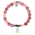 Pink Chalcedony Gemstone Bracelet with Dream Catcher Sterling Silver Charm