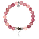 Pink Chalcedony Gemstone Bracelet with Friendship Moon Sterling Silver Charm