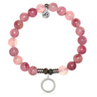 Pink Chalcedony Gemstone Bracelet with Good Karma Sterling Silver Charm