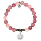 Pink Chalcedony Gemstone Bracelet with Sand Dollar CZ Sterling Silver Charm