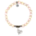 Pink Champagne Cats Eye Gemstone Bracelet with Angel Love Sterling Silver Charm