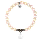 Pink Champagne Cats Eye Gemstone Bracelet with Faith Hope Love Sterling Silver Charm