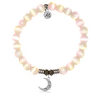 Pink Champagne Cats Eye Gemstone Bracelet with Friendship Stars Sterling Silver Charm