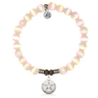 Pink Champagne Cats Eye Gemstone Bracelet with Sand Dollar CZ Sterling Silver Charm
