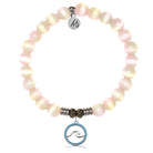 Pink Champagne Cats Eye Gemstone Bracelet with Serenity Wave Sterling Silver Charm