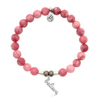 Pink Jade Gemstone Bracelet with Believe in Yourself Sterling Silver Charm