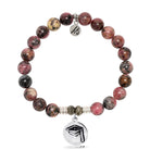 Pink Rhodonite Gemstone Bracelet with Grad Cap Sterling Silver Charm
