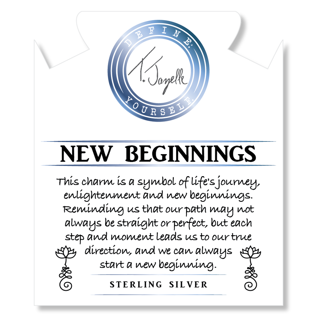 Pink Rhodonite Gemstone Bracelet with New Beginnings Sterling Silver Charm