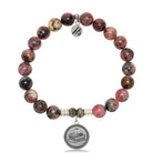 Pink Rhodonite Gemstone Bracelet with Teacher Sterling Silver Charm