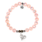 Pink Selenite Gemstone Bracelet with Angel Love Sterling Silver Charm
