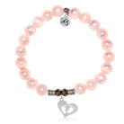 Pink Selenite Gemstone Bracelet with Baby Feet Sterling Silver Charm