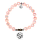Pink Selenite Gemstone Bracelet with Birthday Wishes Sterling Silver Charm