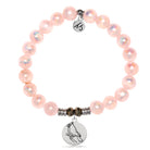 Pink Selenite Gemstone Bracelet with Cardinal Sterling Silver Charm
