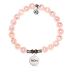 Pink Selenite Gemstone Bracelet with Endless Love Mom Sterling Silver Charm