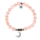 Pink Selenite Gemstone Bracelet with Friendship Stars Sterling Silver Charm